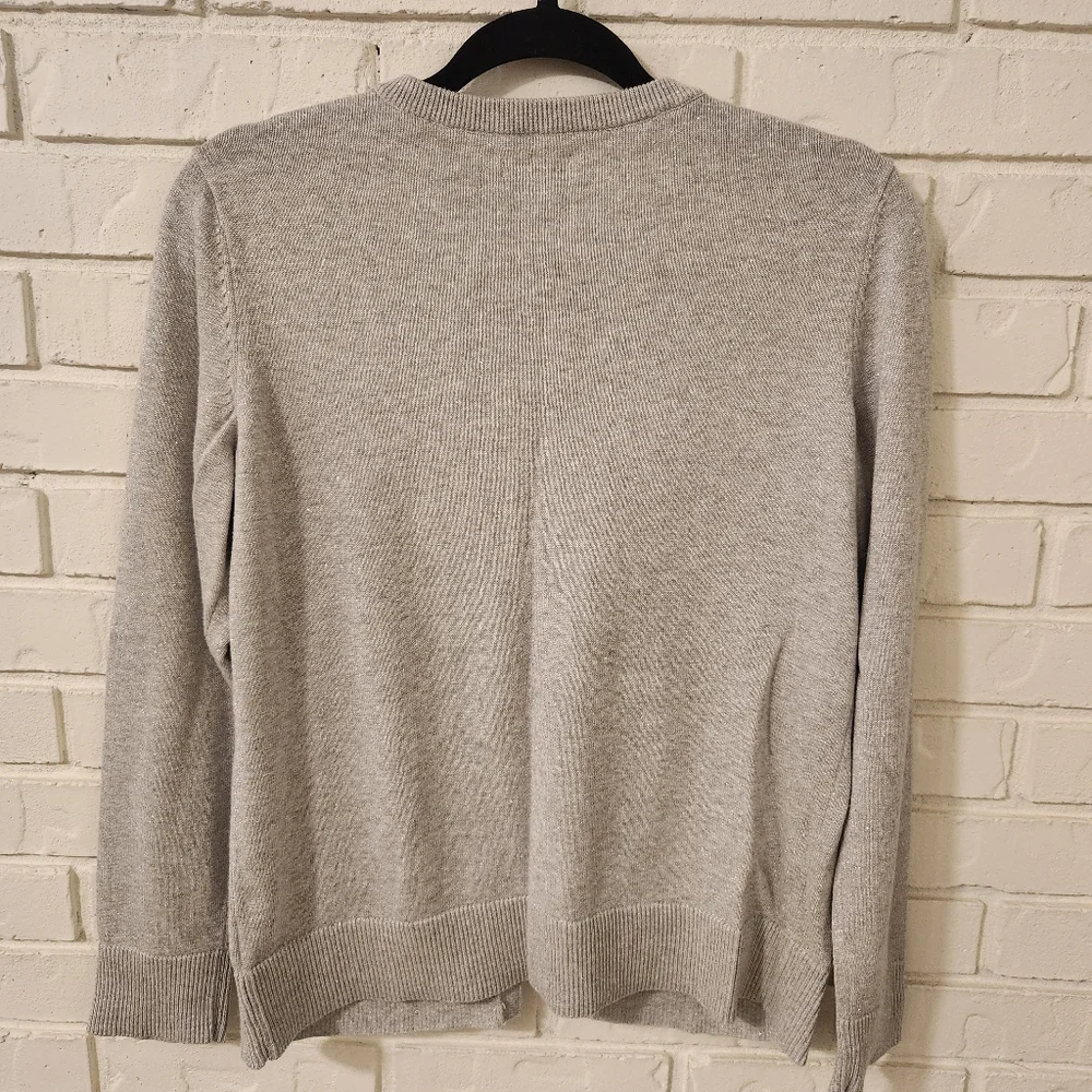 Croft And Barrow Silver Sparkle Gray Cardigan Sweater Medium - Picture 9 of 9